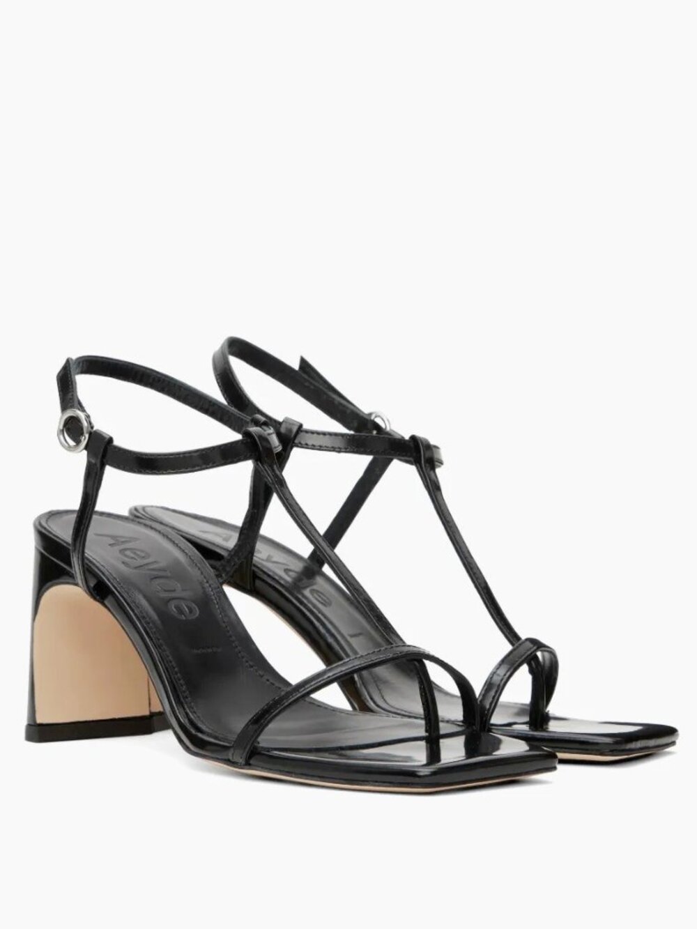 $600 AEYDE HILMA SANDALS STRAPPY LEATHER BLACK SQUARE 38 (DD16)